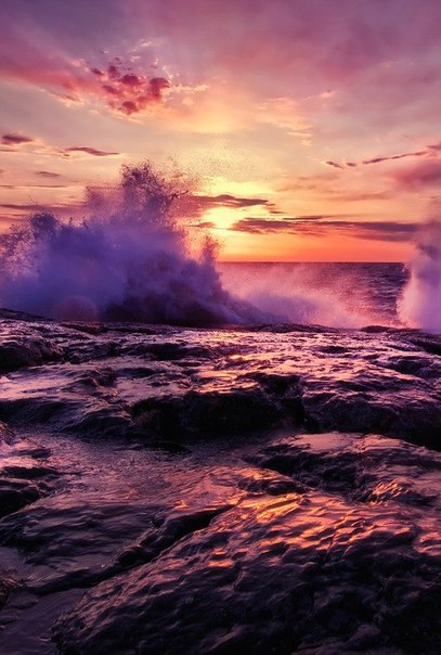 Красочный закат на берегу моря